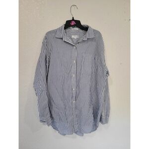 Henri James Blue White Stripe Button Down Shirt Women's Size 16 Work Casual #18